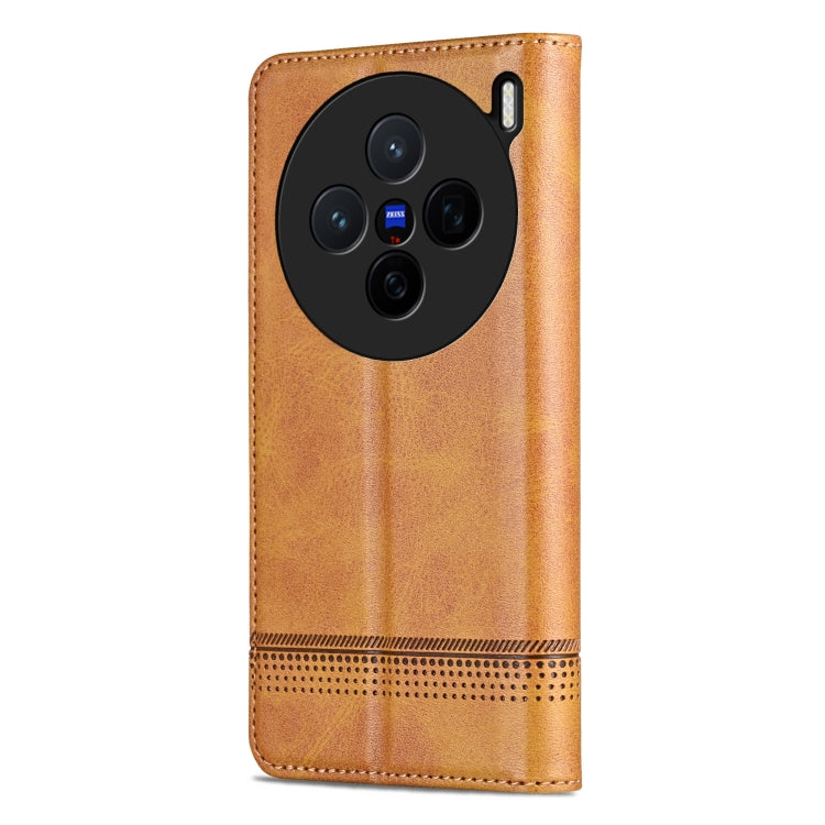 For vivo X200 AZNS Magnetic Calf Texture Leather Phone Case(Light Brown)