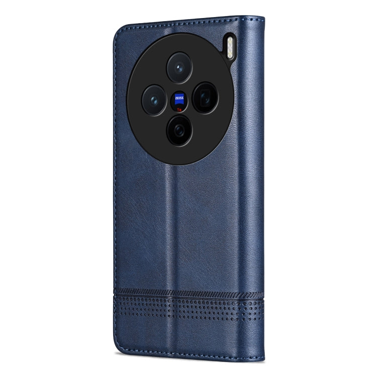 For vivo X200 AZNS Magnetic Calf Texture Leather Phone Case(Dark Blu)