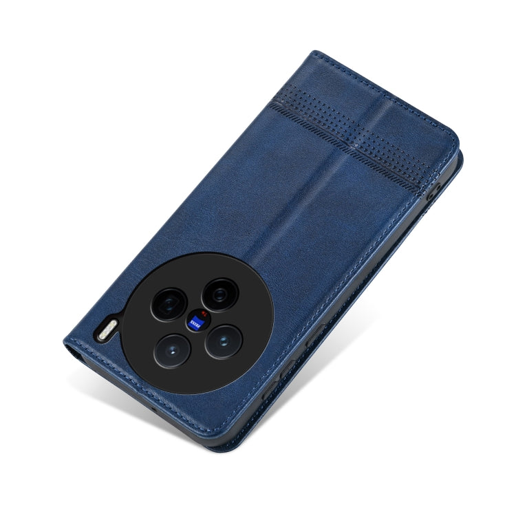For vivo X200 AZNS Magnetic Calf Texture Leather Phone Case(Dark Blu)