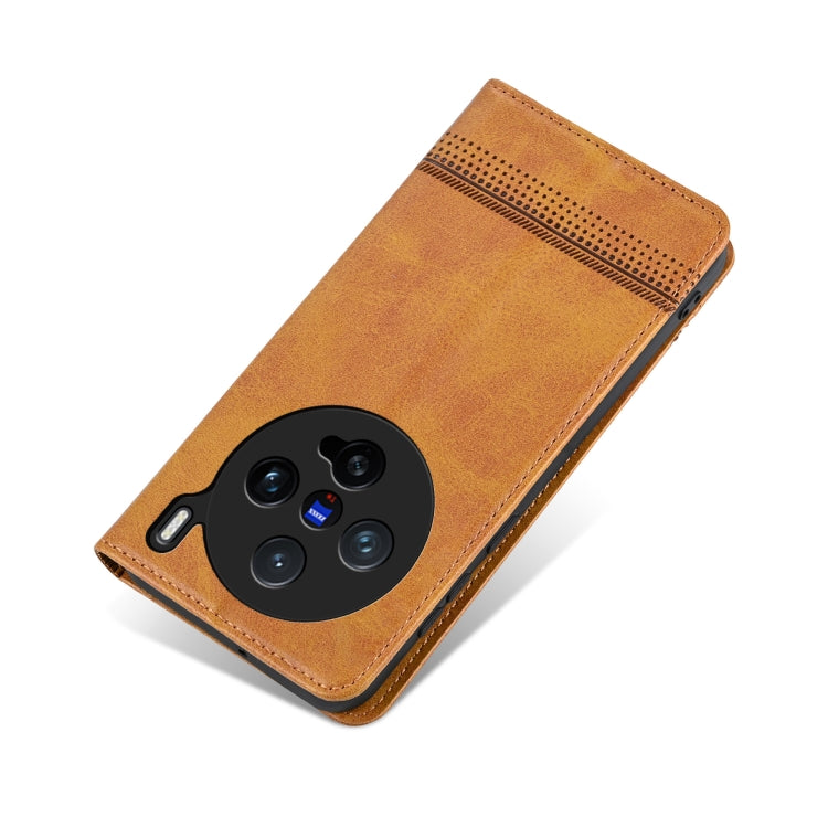 For vivo X200 Pro mini AZNS Magnetic Calf Texture Leather Phone Case(Light Brown)