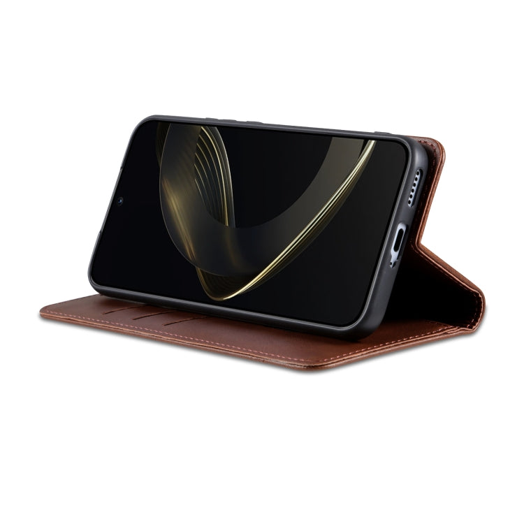For vivo X200 Pro AZNS Magnetic Calf Texture Leather Phone Case(Dark Brown)