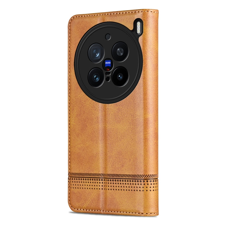 For vivo X200 Pro AZNS Magnetic Calf Texture Leather Phone Case(Light Brown)