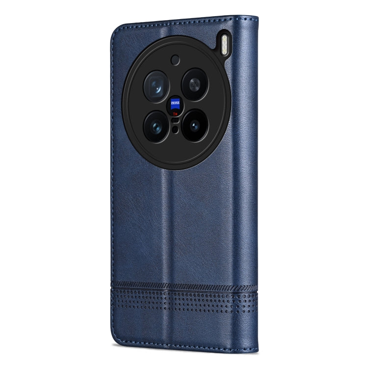For vivo X200 Pro AZNS Magnetic Calf Texture Leather Phone Case(Dark Blu)