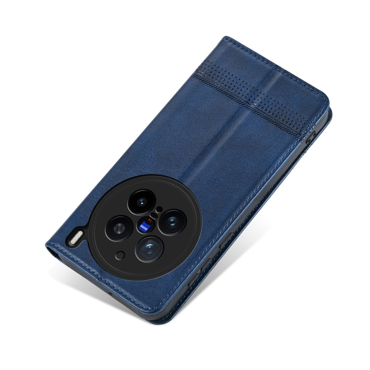 For vivo X200 Pro AZNS Magnetic Calf Texture Leather Phone Case(Dark Blu)
