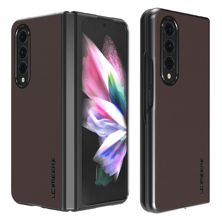 LC.IMEEKE Shock-resistant Plain Leather All-inclusive Protective Case, For Samsung Galaxy Z Fold4 5G