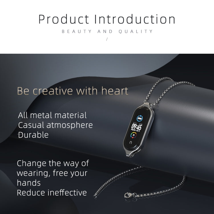 MIJOBS Metal Pendant Stainless Steel Watch Necklace, For Xiaomi Mi Band 5 / 6