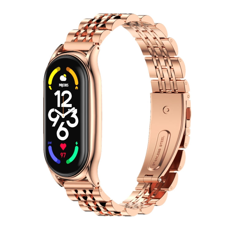 MIJOBS Plus Seven-bead Metal Stainless Steel Watch Band, For Xiaomi Mi Band 7 / 7 NFC