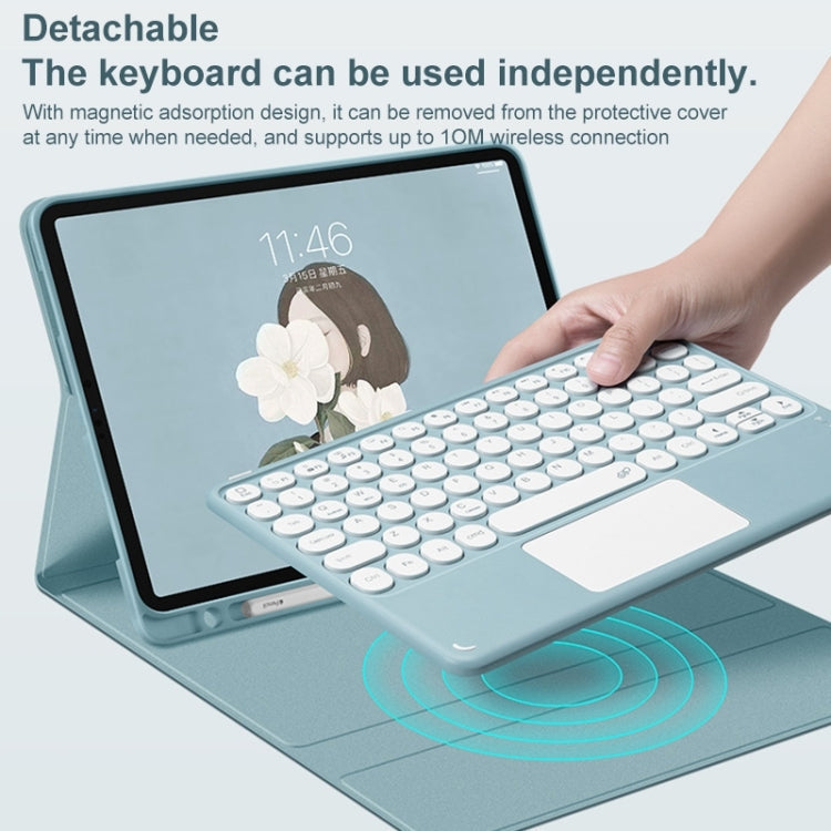 Round Cap Bluetooth Keyboard Leather Case with Pen Slot & Touchpad, For Samsung Galaxy Tab S7, For Samsung Galaxy Tab A7 10.4 2020