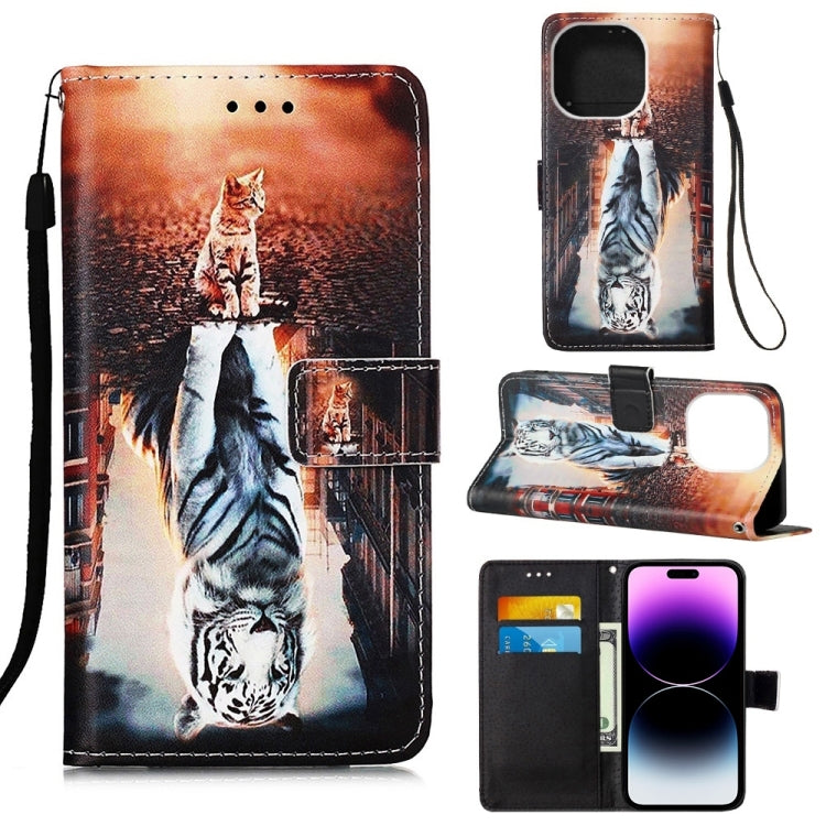 Painted Flat Texture Leather Case with Lanyard & Card Slot & Wallet & Holder, For iPhone 14 Pro Max