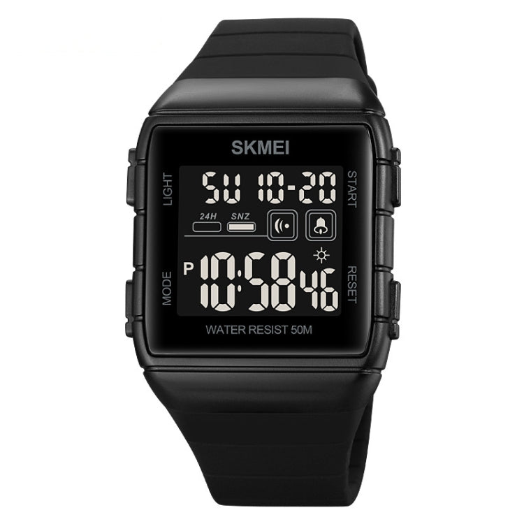 SKMEI 1960 Stainless Steel Buckle Silicone Strap Waterproof Electronic Watch, 1960 Blue, 1960 Black Gold, 1960 Black and White Machine, 1960 Black and Black Machine