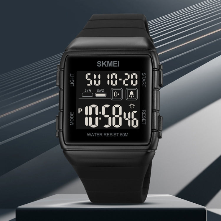 SKMEI 1960 Stainless Steel Buckle Silicone Strap Waterproof Electronic Watch, 1960 Blue, 1960 Black Gold, 1960 Black and White Machine, 1960 Black and Black Machine