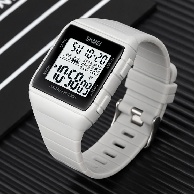 SKMEI 1960 Stainless Steel Buckle Silicone Strap Waterproof Electronic Watch, 1960 Blue, 1960 Black Gold, 1960 Black and White Machine, 1960 Black and Black Machine