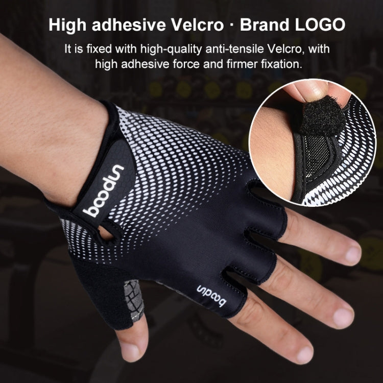 BOODUN 1096 Non-slip Wear-resistant Breathable Fitness Sports Silicone Gloves, Size:M(Green)