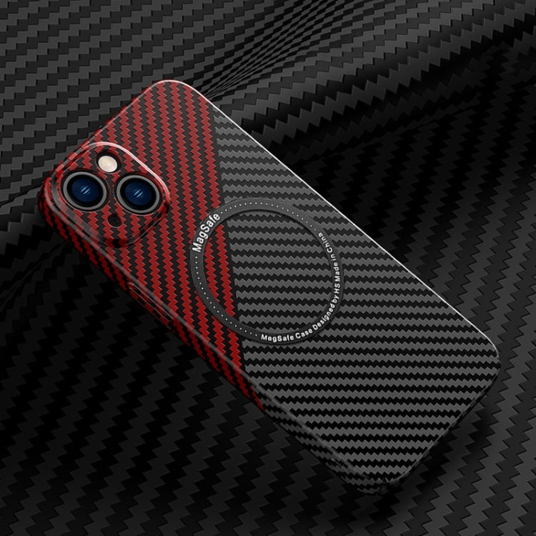 Carbon Fiber Texture MagSafe Magnetic Phone Case, For iPhone 14, For iPhone 14 Plus, For iPhone 14 Pro