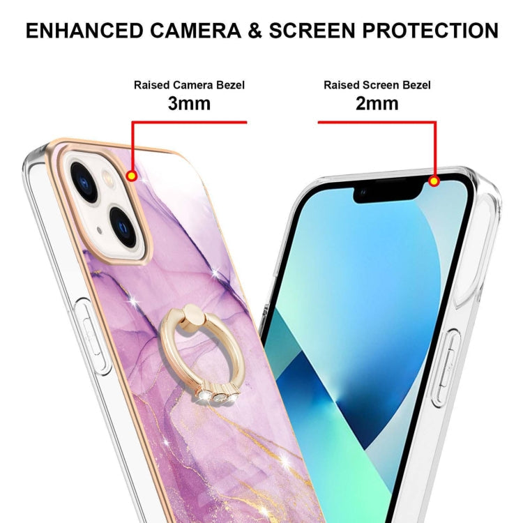 Electroplating Marble Pattern IMD TPU Shockproof Case with Ring Holder, For iPhone 14, For iPhone 14 Plus, For iPhone 14 Pro, For iPhone 14 Pro Max