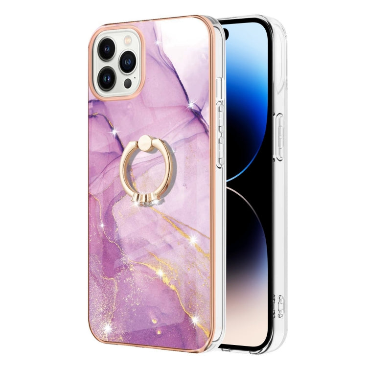Electroplating Marble Pattern IMD TPU Shockproof Case with Ring Holder, For iPhone 14, For iPhone 14 Plus, For iPhone 14 Pro, For iPhone 14 Pro Max