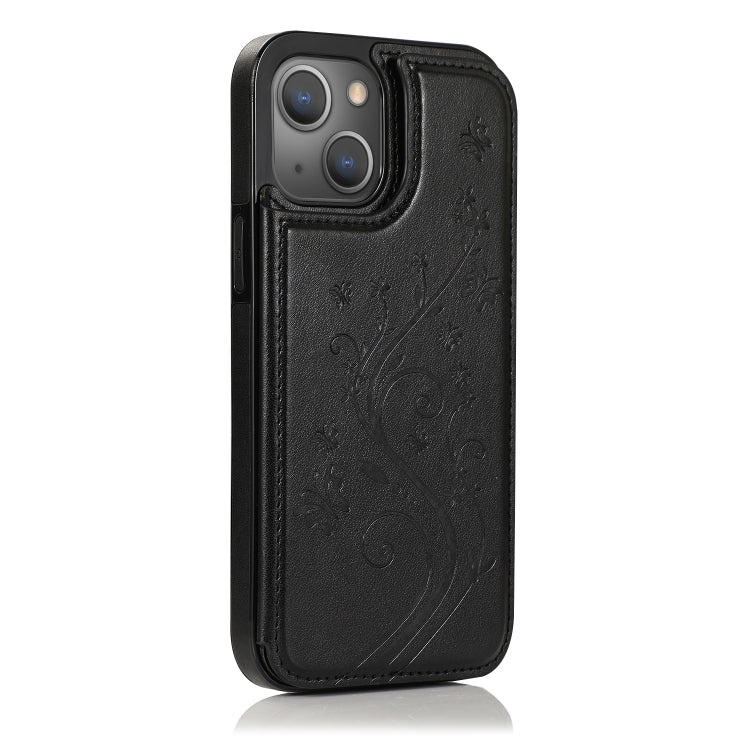 Butterflies Flowers Double Buckle Case, For iPhone 14, For iPhone 14 Plus