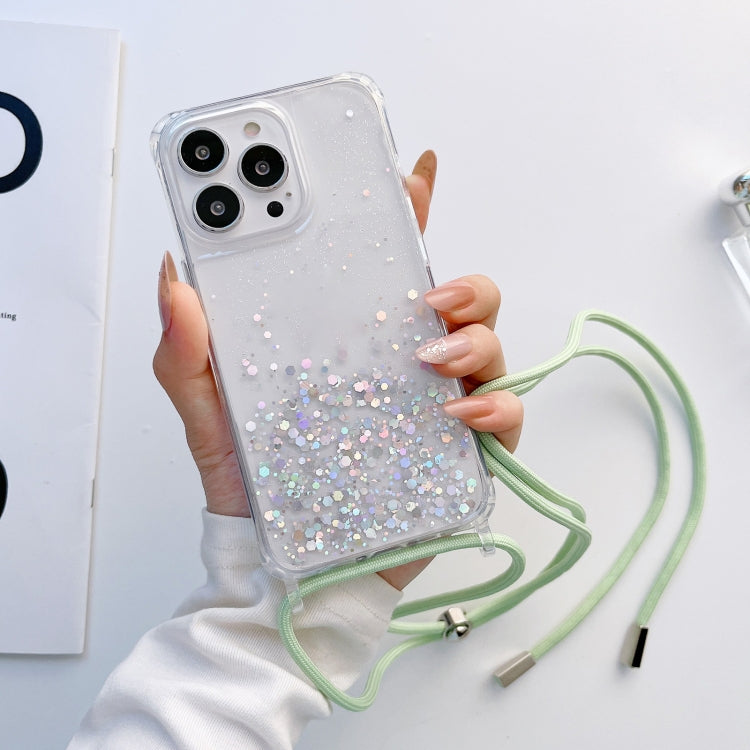 Lanyard Glitter Epoxy Clear Phone Case, For iPhone 13 Pro, For iPhone 13 Pro Max, For iPhone 12 mini