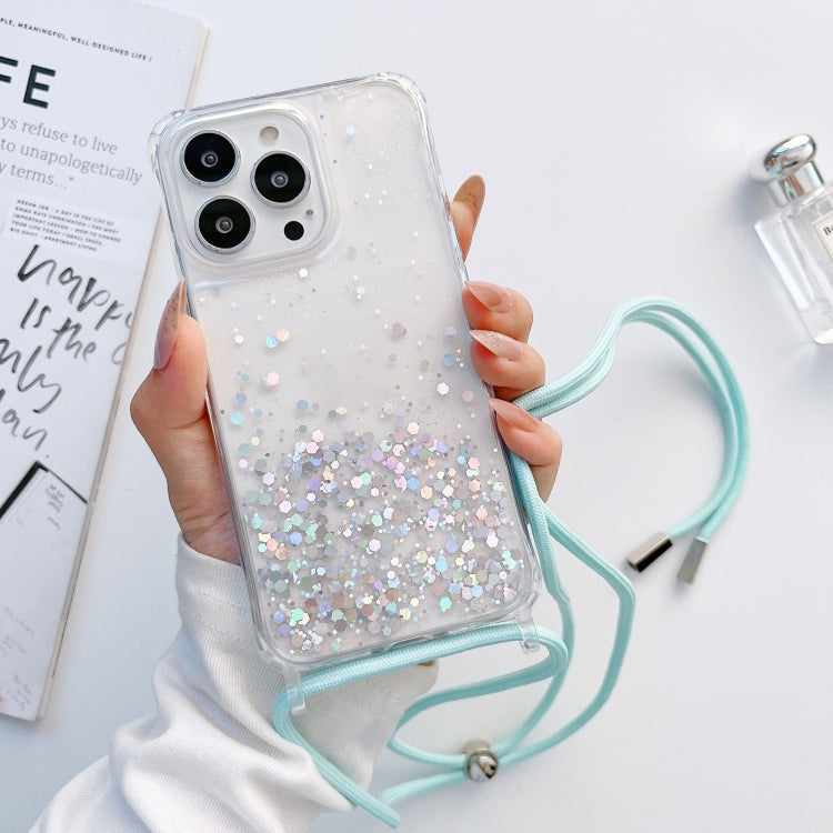 Lanyard Glitter Epoxy Clear Phone Case, For iPhone 13 Pro, For iPhone 13 Pro Max, For iPhone 12 mini