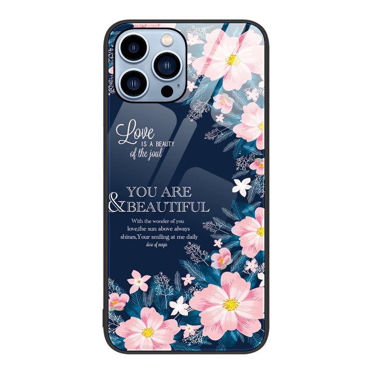 Colorful Painted Glass Phone Case, For iPhone 14 Pro Max