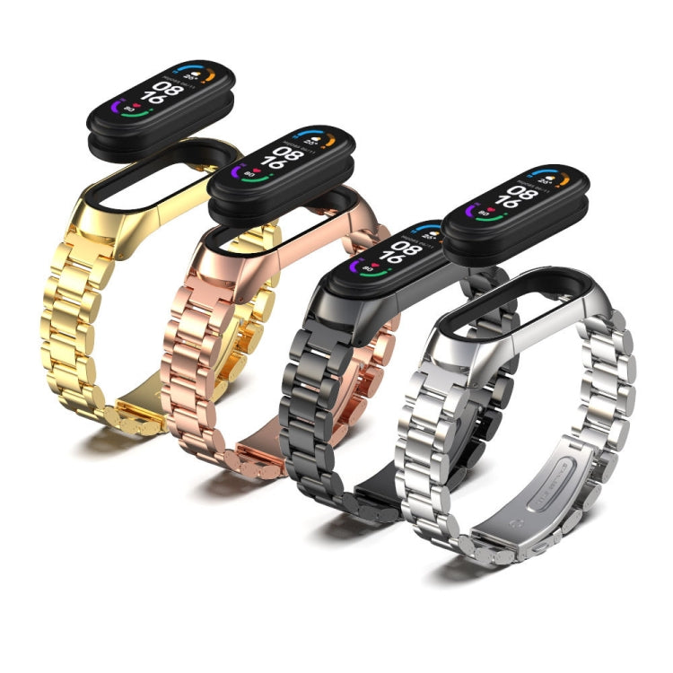 For Xiaomi Mi Band 6 / 6 NFC MIJOBS TF2 Tri-Bead Stainless Steel Watch Band(Silver)