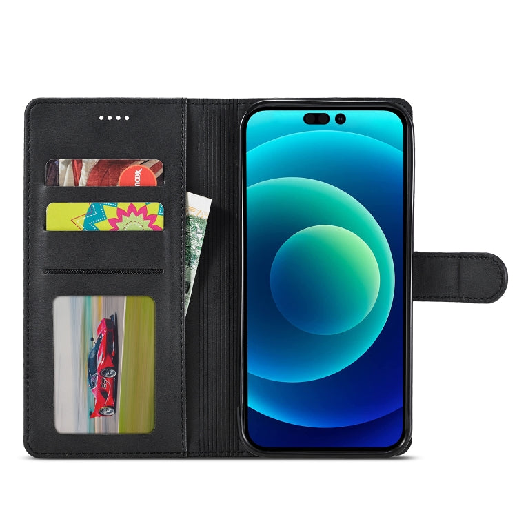 For iPhone 14 LC.IMEEKE Calf Texture Horizontal Flip Leather Case (Black)