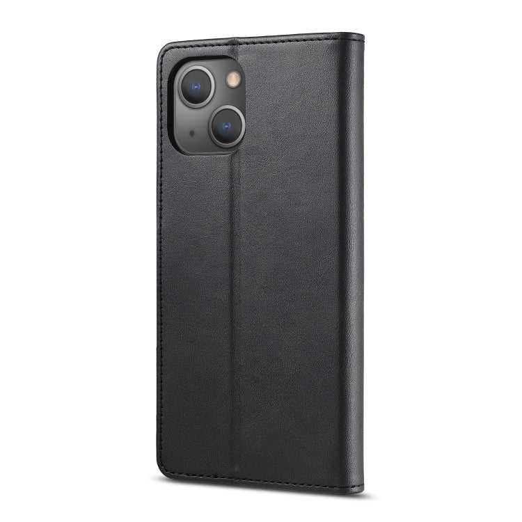 For iPhone 14 Plus LC.IMEEKE Calf Texture Horizontal Flip Leather Case (Black)