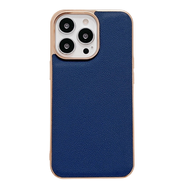 Genuine Leather Luolai Series Nano Electroplating Phone Case, For iPhone 14, For iPhone 14 Plus, For iPhone 14 Pro, For iPhone 14 Pro Max, For iPhone 13, For iPhone 13 Pro