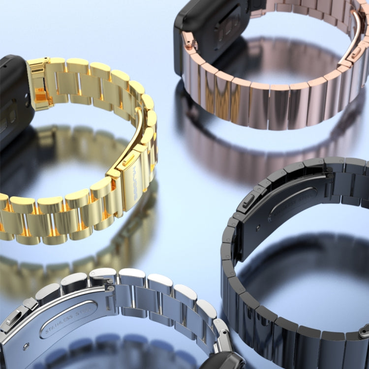 Mijobs Bamboo Stainless Steel Metal Watch Band, For Xiaomi Mi Band 7 Pro