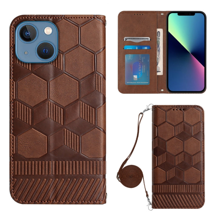 Crossbody Football Texture Magnetic PU Phone Case, For iPhone 13 Mini, For iPhone 13 Pro, For iPhone 13 Pro Max, For iPhone 14