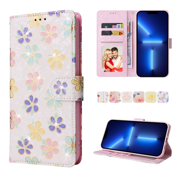 Bronzing Painting RFID Leather Case, For iPhone 13 mini, For iPhone 13, For iPhone 13 Pro, For iPhone 13 Pro Max