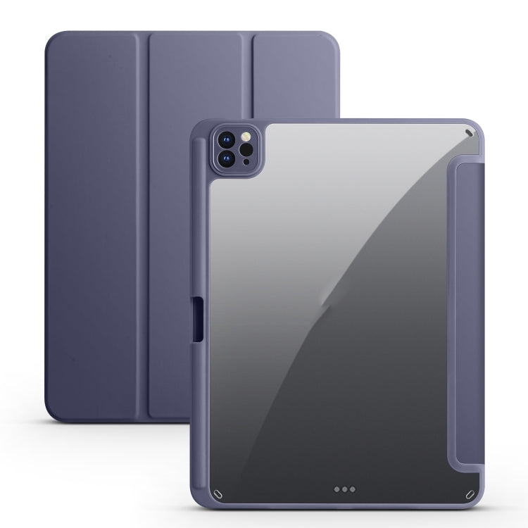 Acrylic 3-folding Smart Leather Tablet Case, For iPad Air 13 2024 / Pro 12.9 2022 / 2021/2020/2018, For Samsung Galaxy Tab S6 Lite 2020/2022
