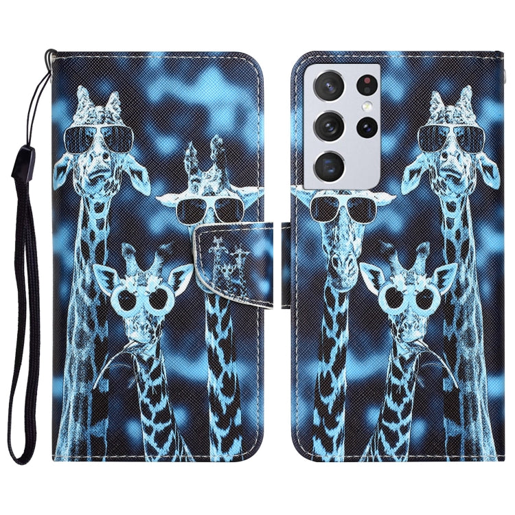 Colored Drawing Leather Phone Case, For Samsung Galaxy S21 Ultra 5G