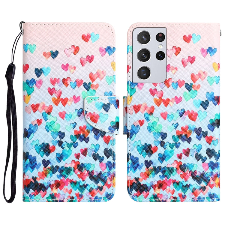 Colored Drawing Leather Phone Case, For Samsung Galaxy S21 Ultra 5G