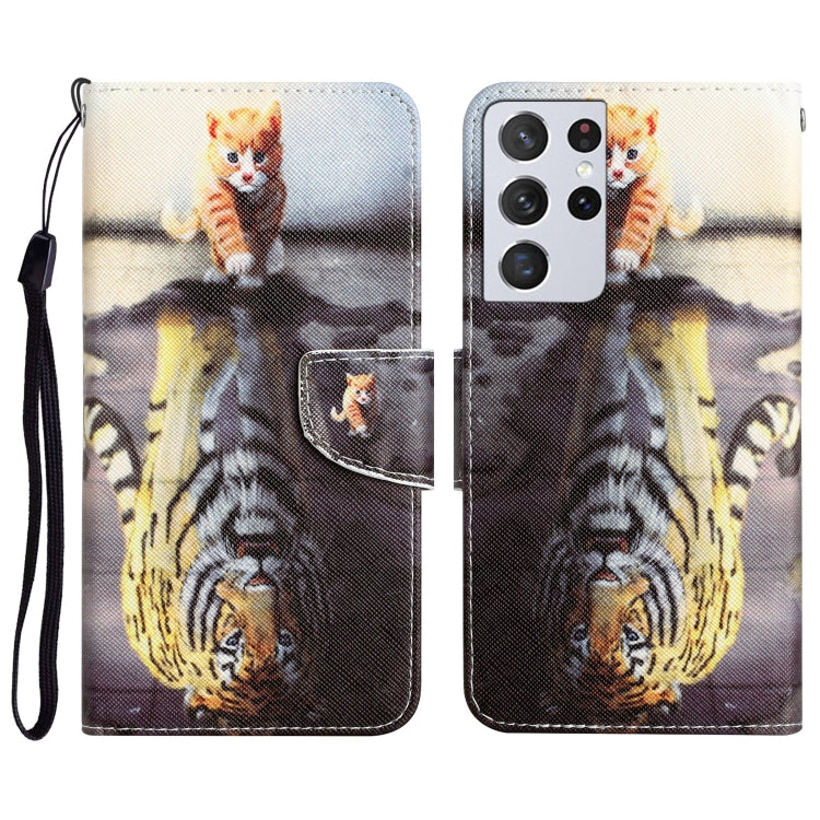 Colored Drawing Leather Phone Case, For Samsung Galaxy S21 Ultra 5G
