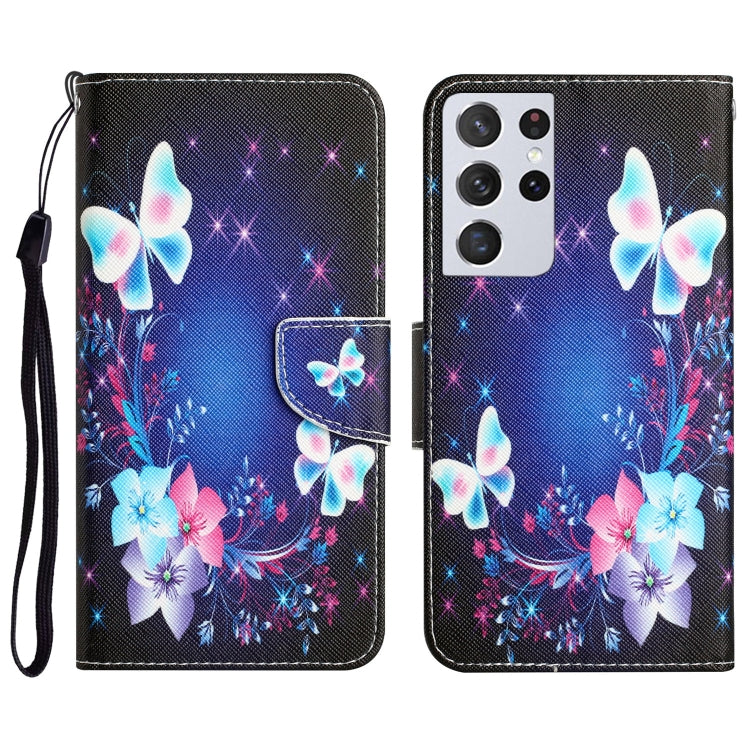 Colored Drawing Leather Phone Case, For Samsung Galaxy S21 Ultra 5G