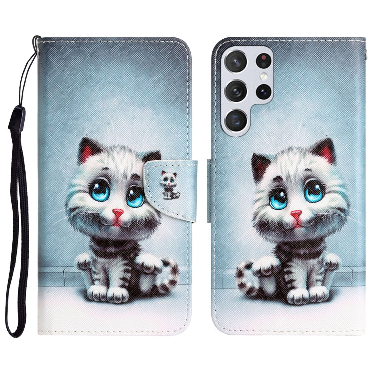 Colored Drawing Leather Phone Case, For Samsung Galaxy S22 Ultra 5G