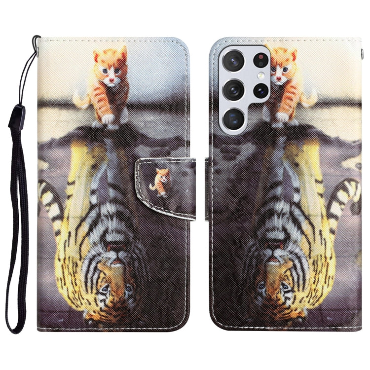 Colored Drawing Leather Phone Case, For Samsung Galaxy S22 Ultra 5G