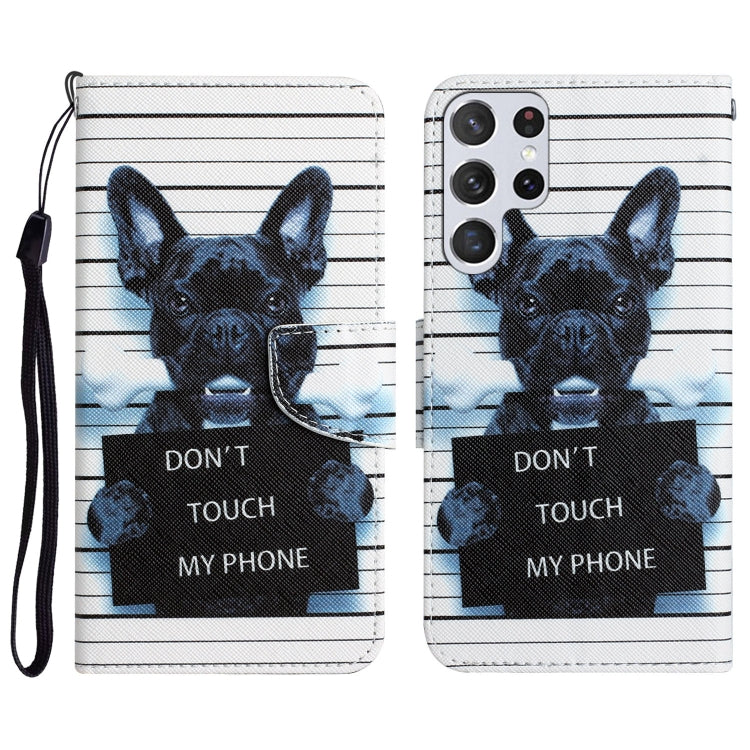 Colored Drawing Leather Phone Case, For Samsung Galaxy S22 Ultra 5G