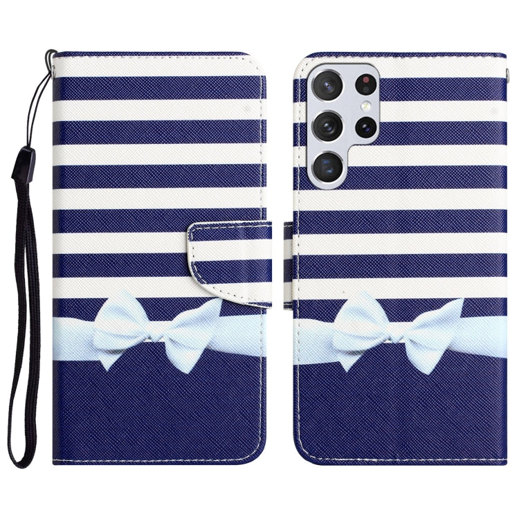Colored Drawing Leather Phone Case, For Samsung Galaxy S22 Ultra 5G