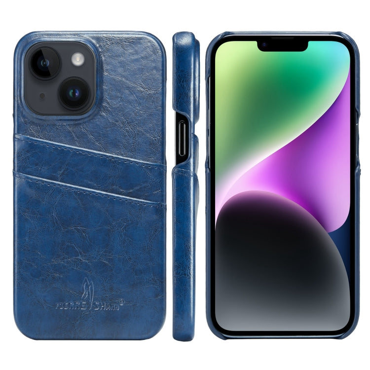 Fierre Shann Retro Oil Wax Texture PU Leather Case with Card Slots, For iPhone 14, For iPhone 14 Plus, For iPhone 14 Pro, For iPhone 14 Pro Max