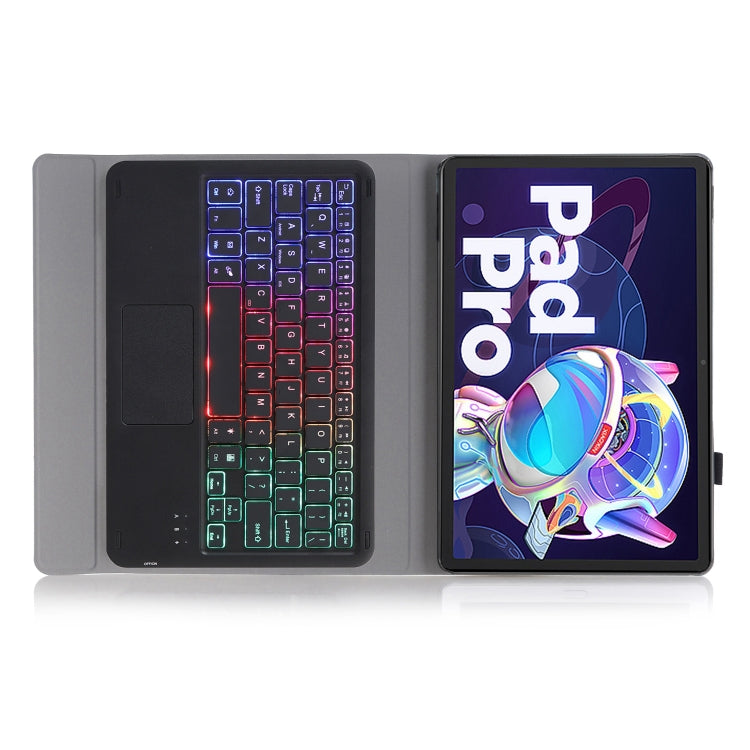 AM18-AS Tri-color Backlight Bluetooth Keyboard Leather Case with Touchpad, AM18-AS