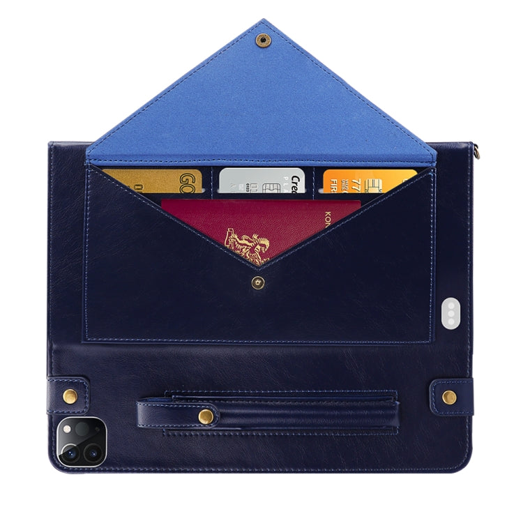 Envelope Horizontal Flip PU Leather Case with Card Slots & Pen Slots & Holder & Wallet & Photo Frame & Shoulder Strap, For iPad Pro 11 2021 / 2020