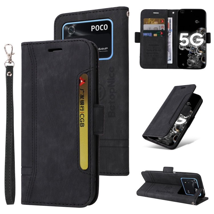 BETOPNICE Dual-side Buckle Leather Phone Case, For Xiaomi Poco M4 Pro 4G, For Xiaomi Poco X3 NFC, For Xiaomi Poco X4 Pro 5G