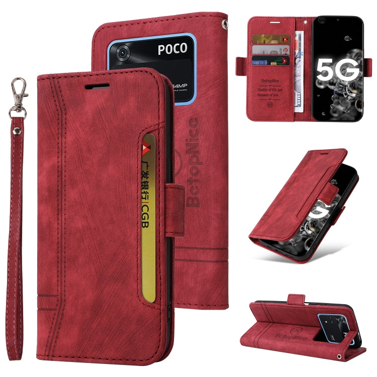 BETOPNICE Dual-side Buckle Leather Phone Case, For Xiaomi Poco M4 Pro 4G, For Xiaomi Poco X3 NFC, For Xiaomi Poco X4 Pro 5G