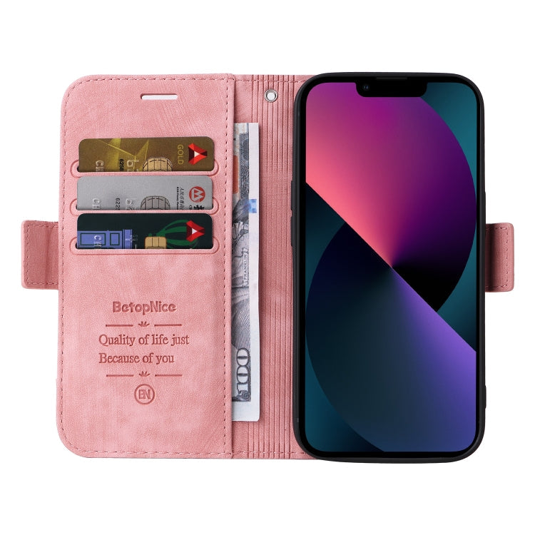 For iPhone 14 BETOPNICE Dual-side Buckle Leather Phone Case(Pink)