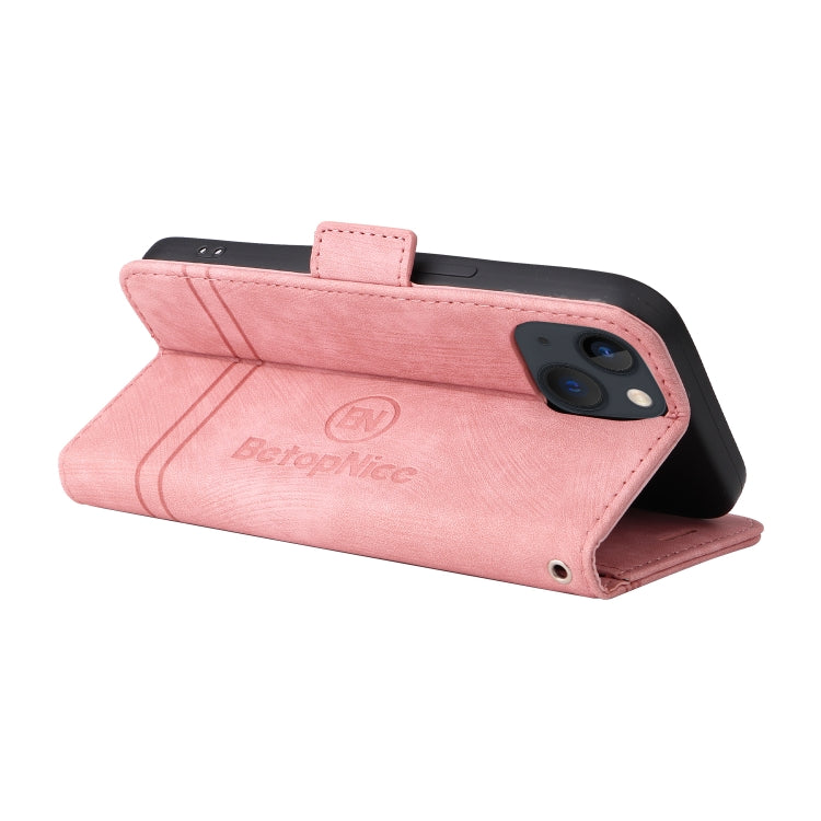 For iPhone 14 BETOPNICE Dual-side Buckle Leather Phone Case(Pink)