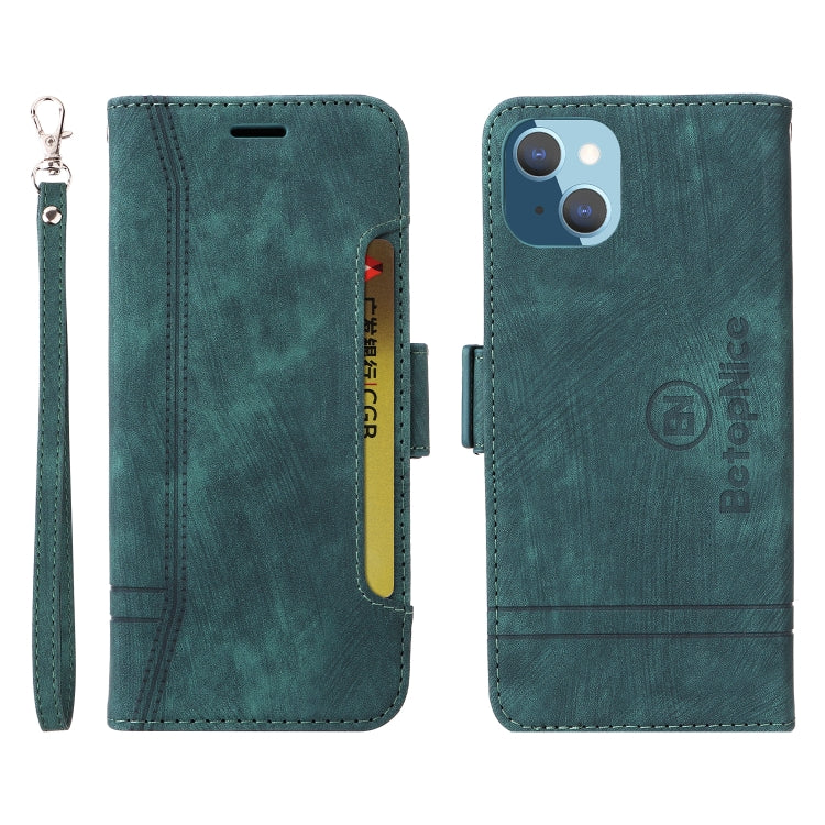 For iPhone 14 Plus BETOPNICE Dual-side Buckle Leather Phone Case(Green)