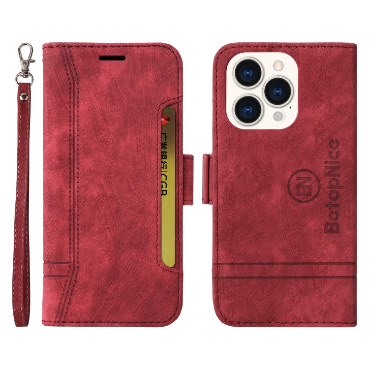 For iPhone 14 Pro BETOPNICE Dual-side Buckle Leather Phone Case(Red)