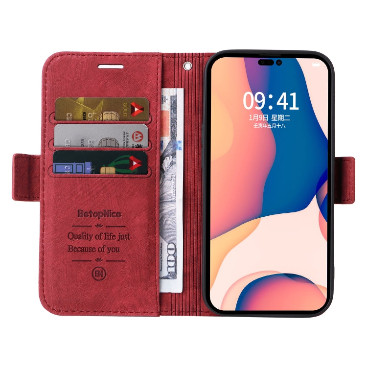 For iPhone 14 Pro BETOPNICE Dual-side Buckle Leather Phone Case(Red)